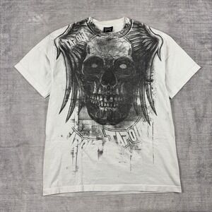 Tapout Shirt Mens Large White Vintage Y2K MMA Skull Wings Graphic Gothic Grunge